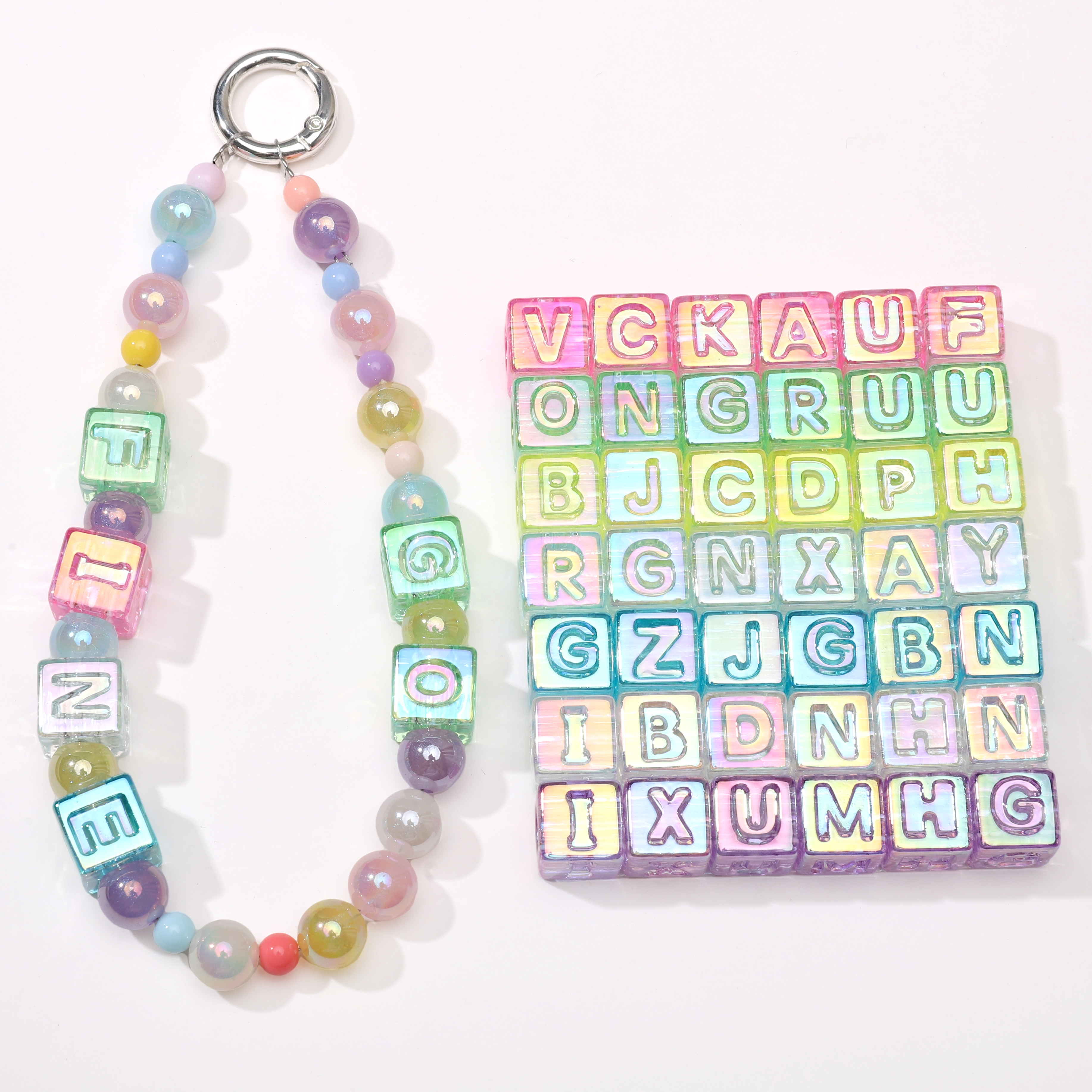 Men Accessories Earrings - 10Pcs beading Colorful Clear Letter Beads