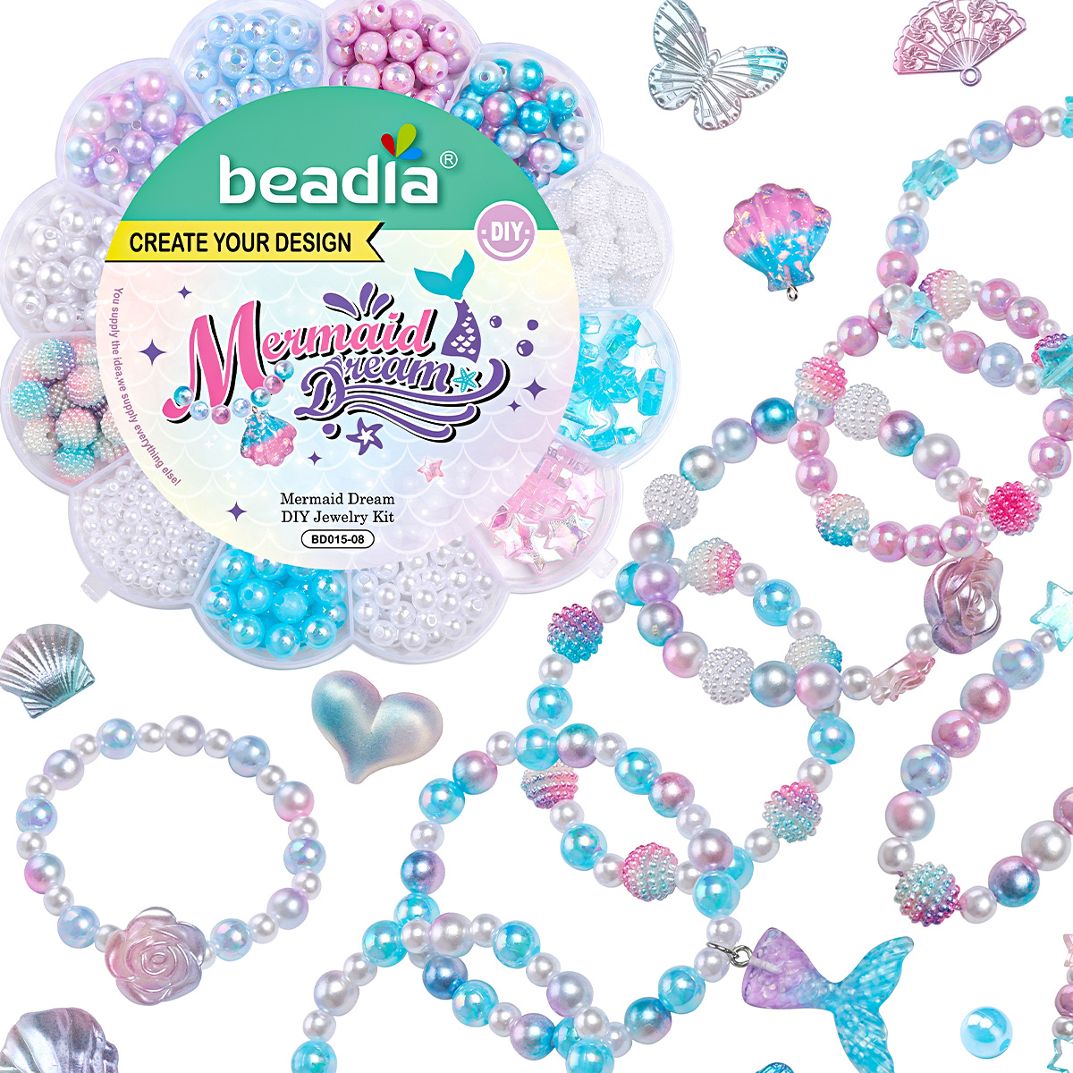 Men Accessories Earrings - 13Grid 0.6-2.6cm Mermaid Color Mixed Acrylic