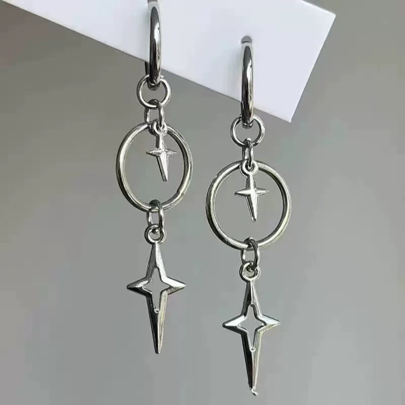 Men'S Accessories In The 90S - Personalized Punk Cross Star Pendant Earrings