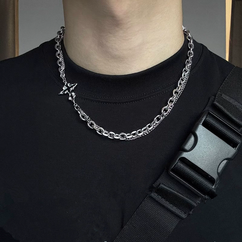 Men'S Accessories In The 90S - Punk Black Cross Pendant Chain Necklace