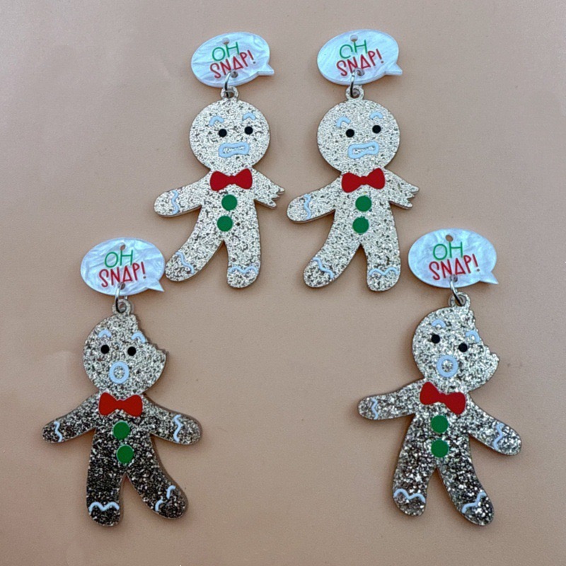Men Accessories Earrings - 10pcs Cute Christmas Gingerbread Man Pendant,