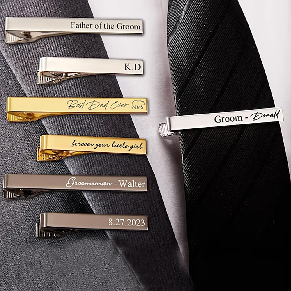 Quality Men'S Accessories - New Custom Carved Name Tie Clips