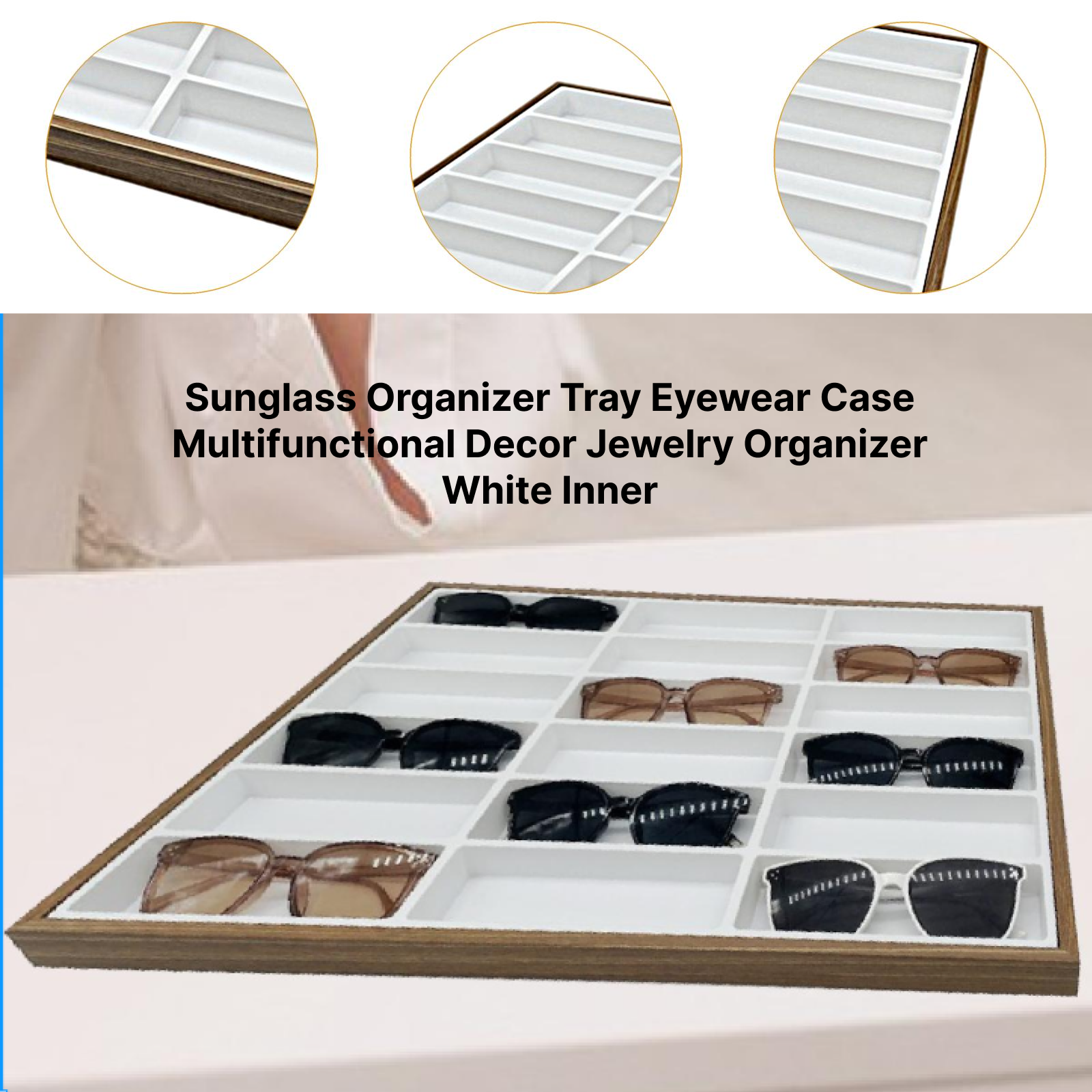 Men'S Accessories Organizer Tray - Sunglass Organizer Tray 18 Slots Eyewear
