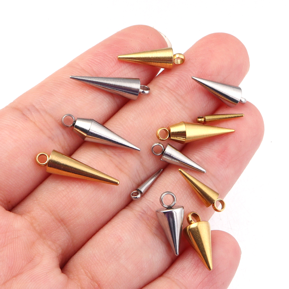 10PCS Stainless Steel Cone Cha - Men Accessories Earrings 评论和价格