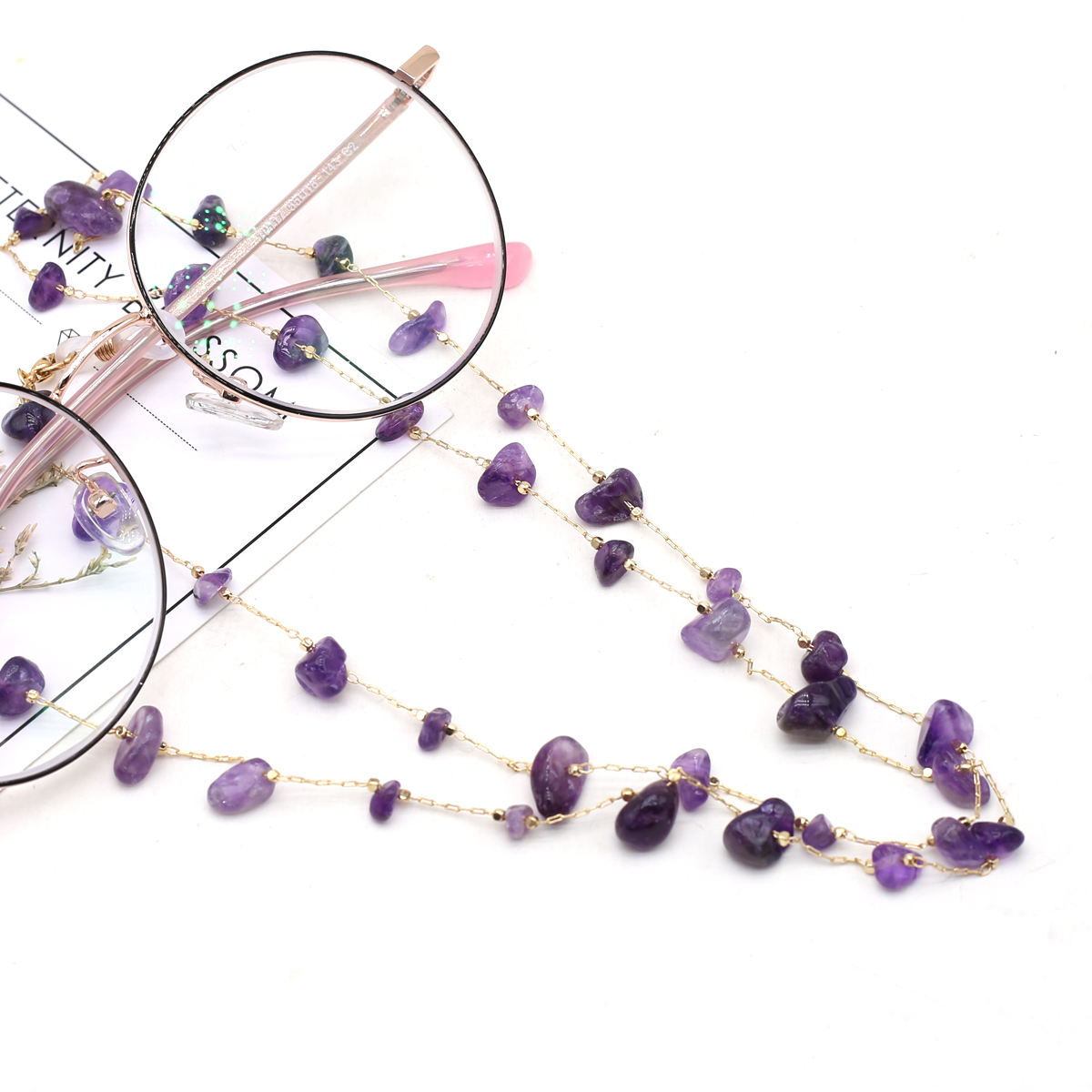 Natural Amethyst Stone Beaded  - Men Accessories All 评论和价格