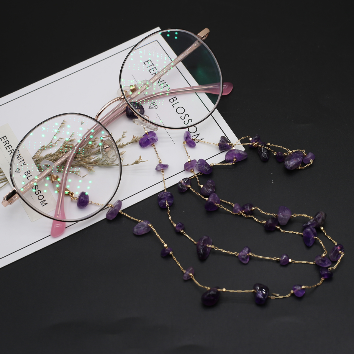 Natural Amethyst Stone Beaded  - Men Accessories All 评论和价格