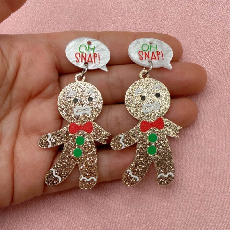 10pcs Cute Christmas Gingerbre - Men Accessories Earrings 评论和价格