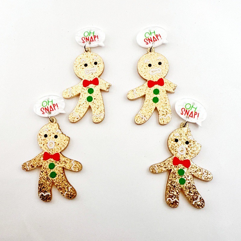 10pcs Cute Christmas Gingerbre - Men Accessories Earrings 评论和价格