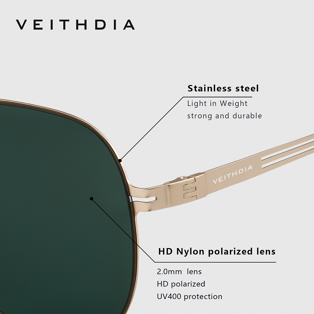 VEITHDIA Fashion Nylon Pilot S - Sunglasses Polarized Men 评论和价格