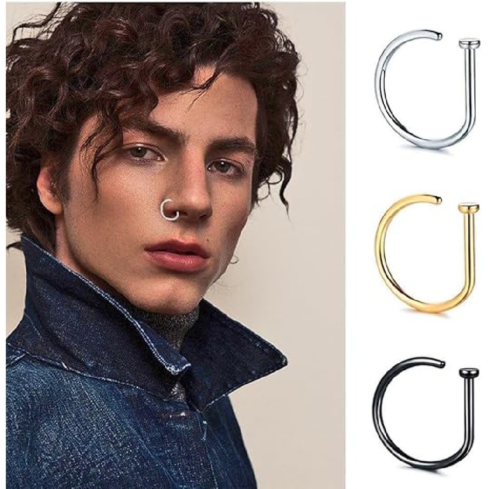 4 Pack Non Piercing D-Shaped N - Men Accessories Earrings 评论和价格