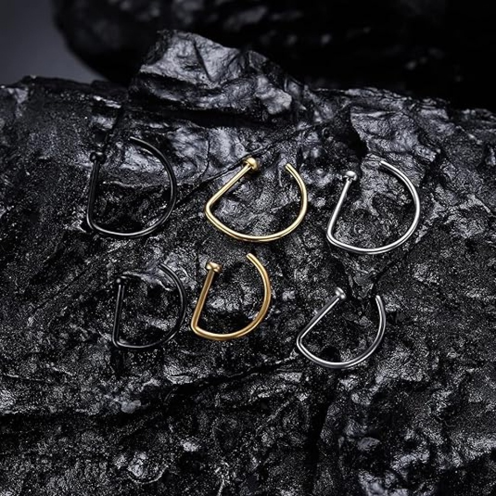 4 Pack Non Piercing D-Shaped N - Men Accessories Earrings 评论和价格