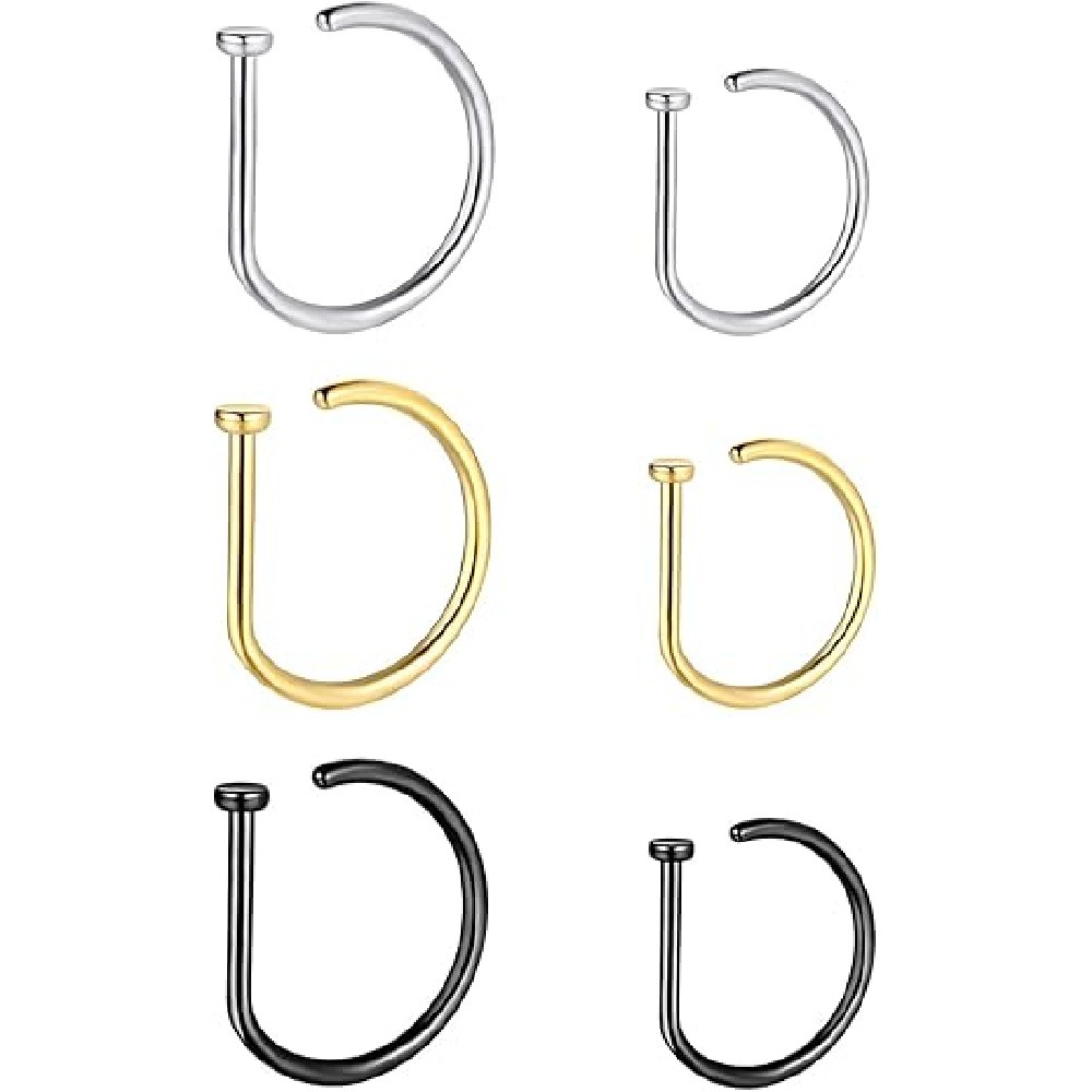 4 Pack Non Piercing D-Shaped N - Men Accessories Earrings 评论和价格
