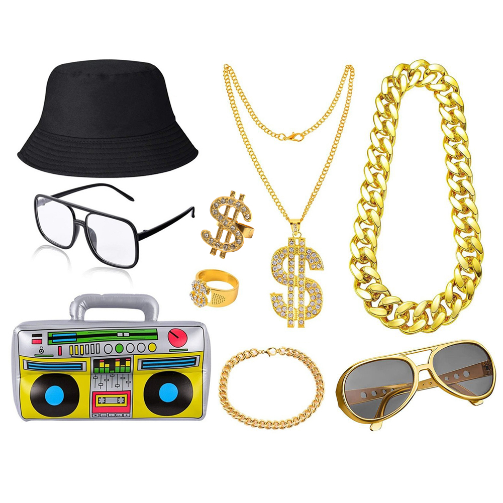 80s 90s Hip Hop Costume Kit fo - Men'S Accessories In The 90S 评论和价格