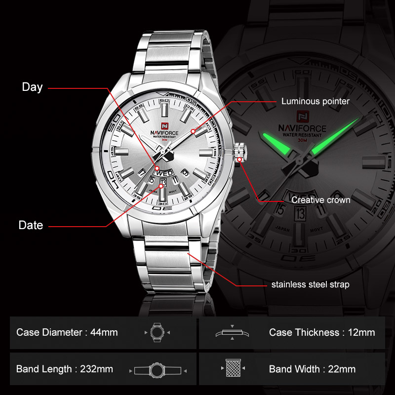 NAVIFORCE Brand Men Watches Fu - Men'S Accessories Luxury Brands 评论和价格
