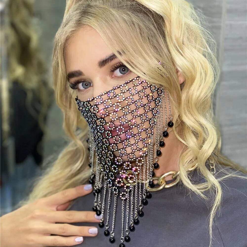 Women New Tassel Veil Masks He - Men Accessories For Party 评论和价格