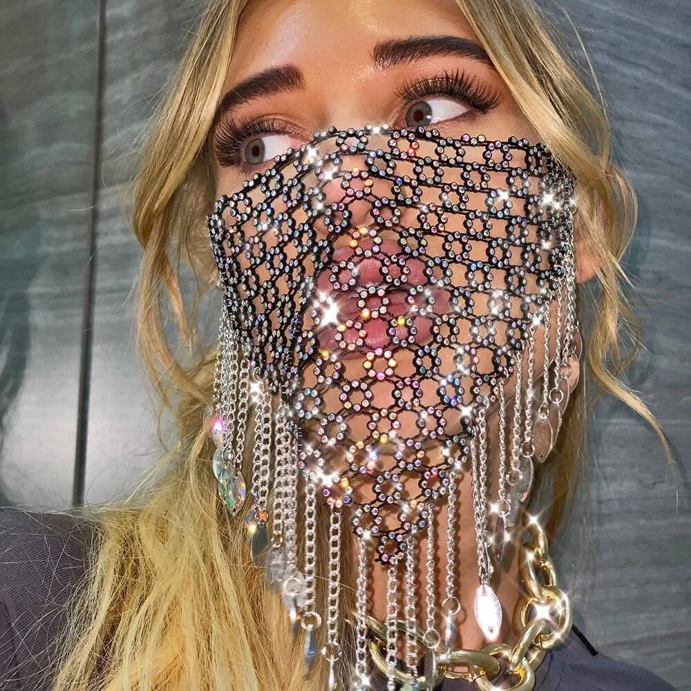 Women New Tassel Veil Masks He - Men Accessories For Party 评论和价格